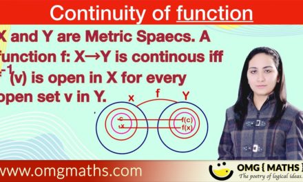 f from x to y is continous at c iff f inverse v is open set in X for an open set v in Y | Theorem | Continuity of function