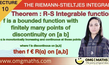 bounded function with finitely many points of discontinuity is riemann stieltjes integrable | Theorem | The Riemann Stieltjes Integral