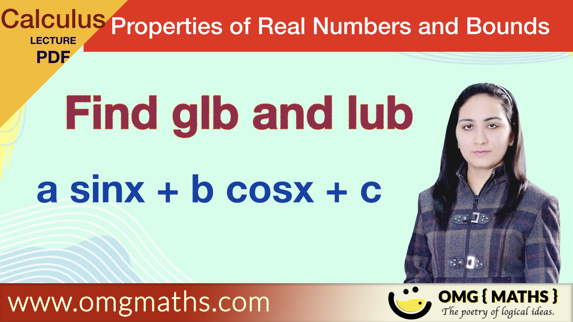 a sinx + b cosx + c | Find glb and lub | pdf | Calculus | Examples | Bsc | BCA