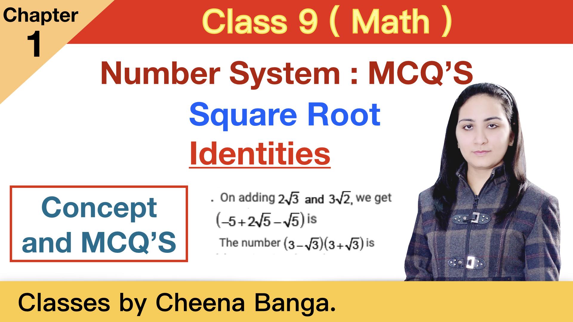 Identities of Square Roots | Number System | Class 9 | Term 1 | Chapter 1 | MCQ’s | Ex. 1.4