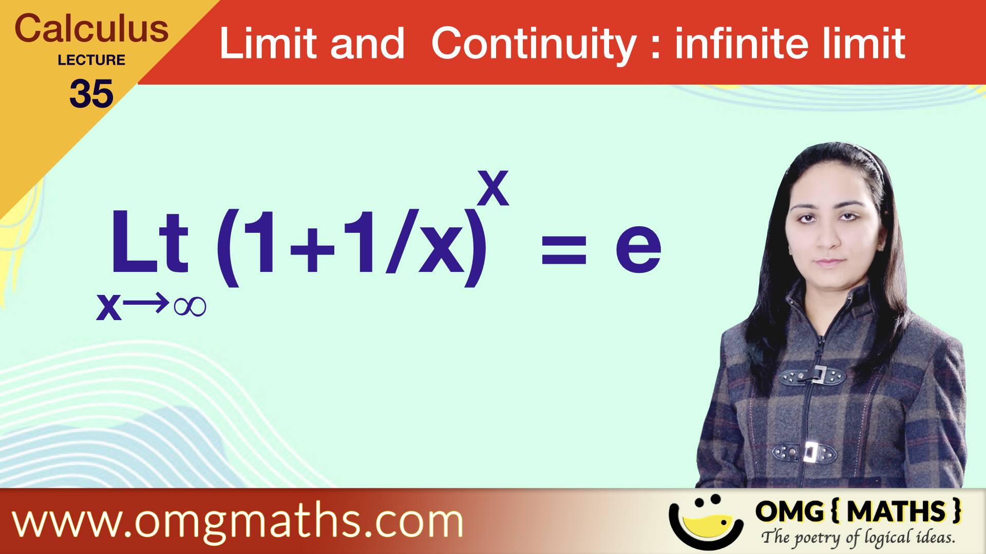 limit x tends to ∞ (1+1/x)^x = e | proof | infinite limit | bsc | limit and continuity