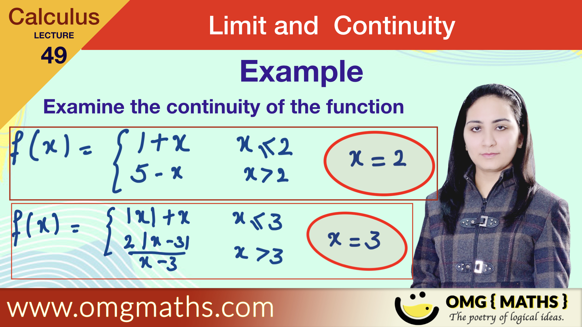 check continuity | Example 6 and 7 | Limit and Continuity | Calculus | Bsc | Continuous function example
