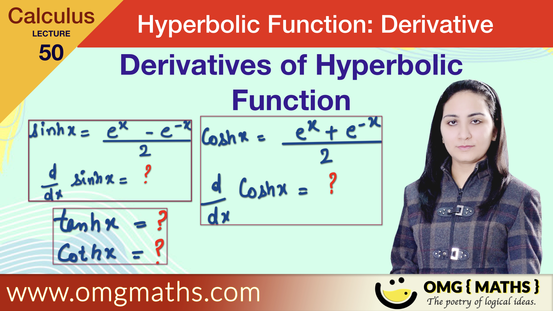 Hyperbolic functions |  Introduction | Derivative of Hyperbolic Function | Proof | Calculus | Bsc