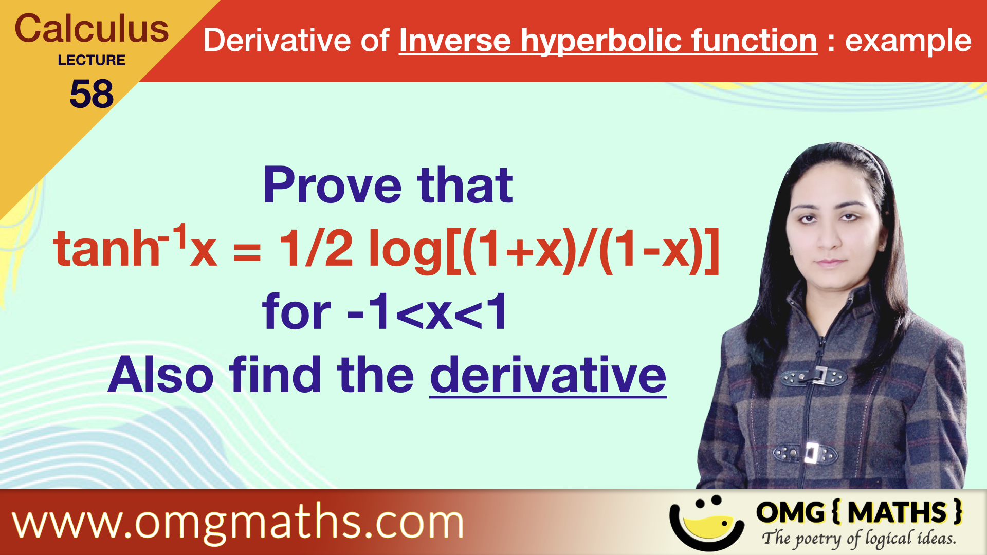 Derivative of Inverse hyperbolic function | Example | Bsc | BA | calculus 1 | Differentiation