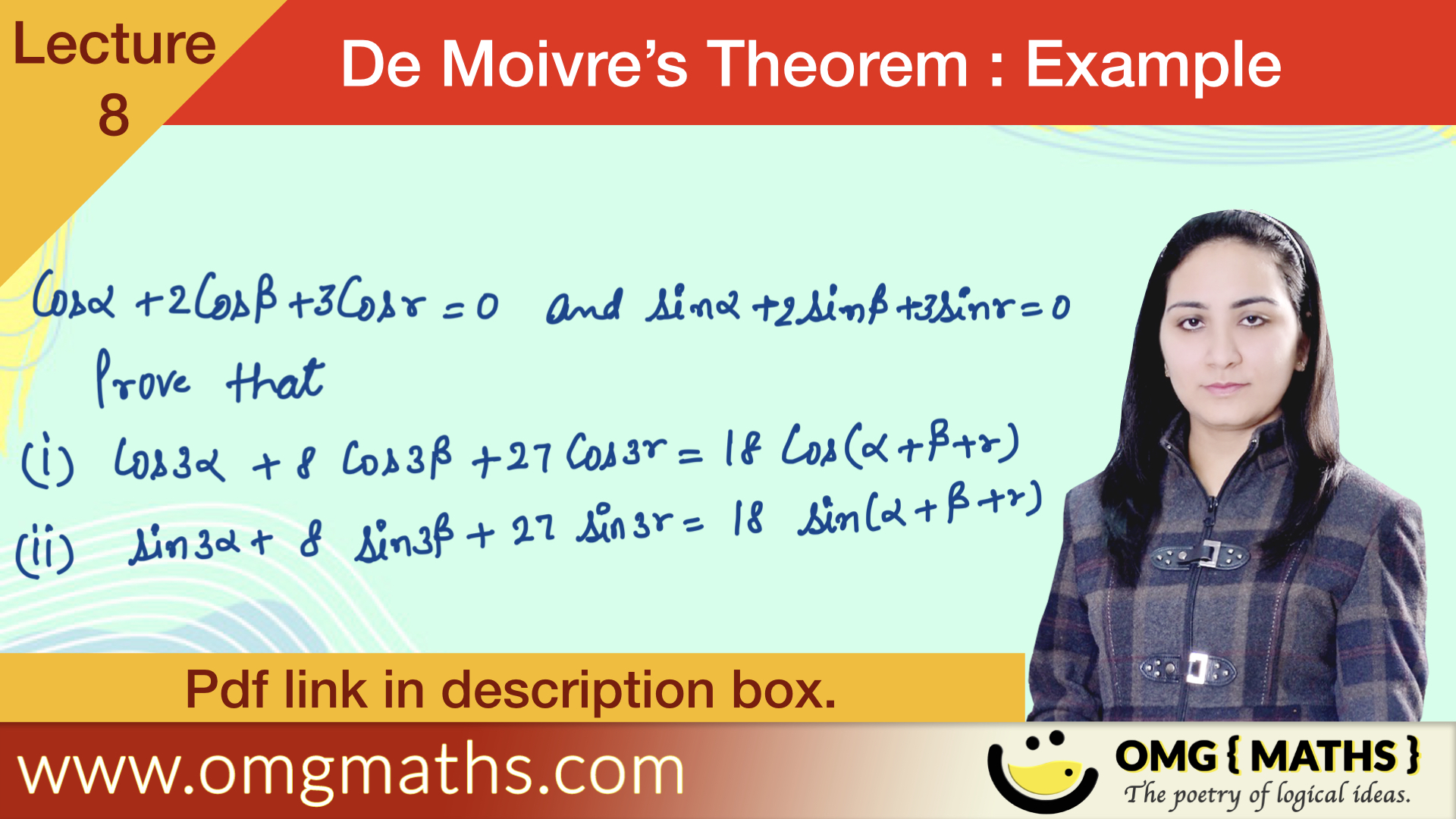 Problems on De-Moivre’s Theorem | Solved examples | De Moivre’s Thoerem | Bsc | pdf | Part 7