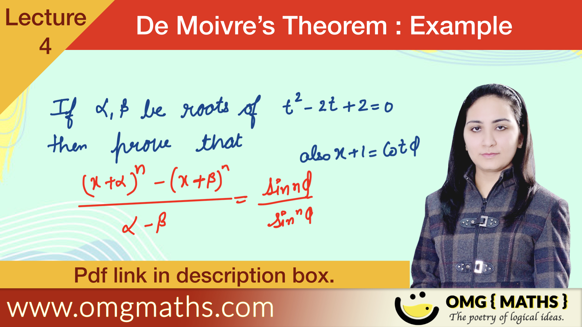 Problems on De-Moivre’s Theorem | Solved examples | De Moivre’s Thoerem | Bsc | pdf | Part 3
