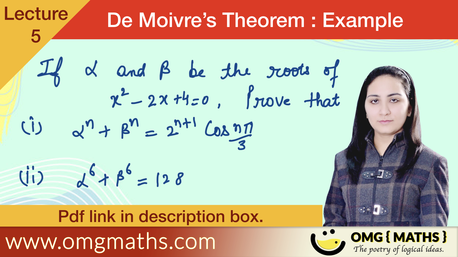 Problems on De-Moivre’s Theorem | Solved examples | De Moivre’s Thoerem | Bsc | pdf | Part 4