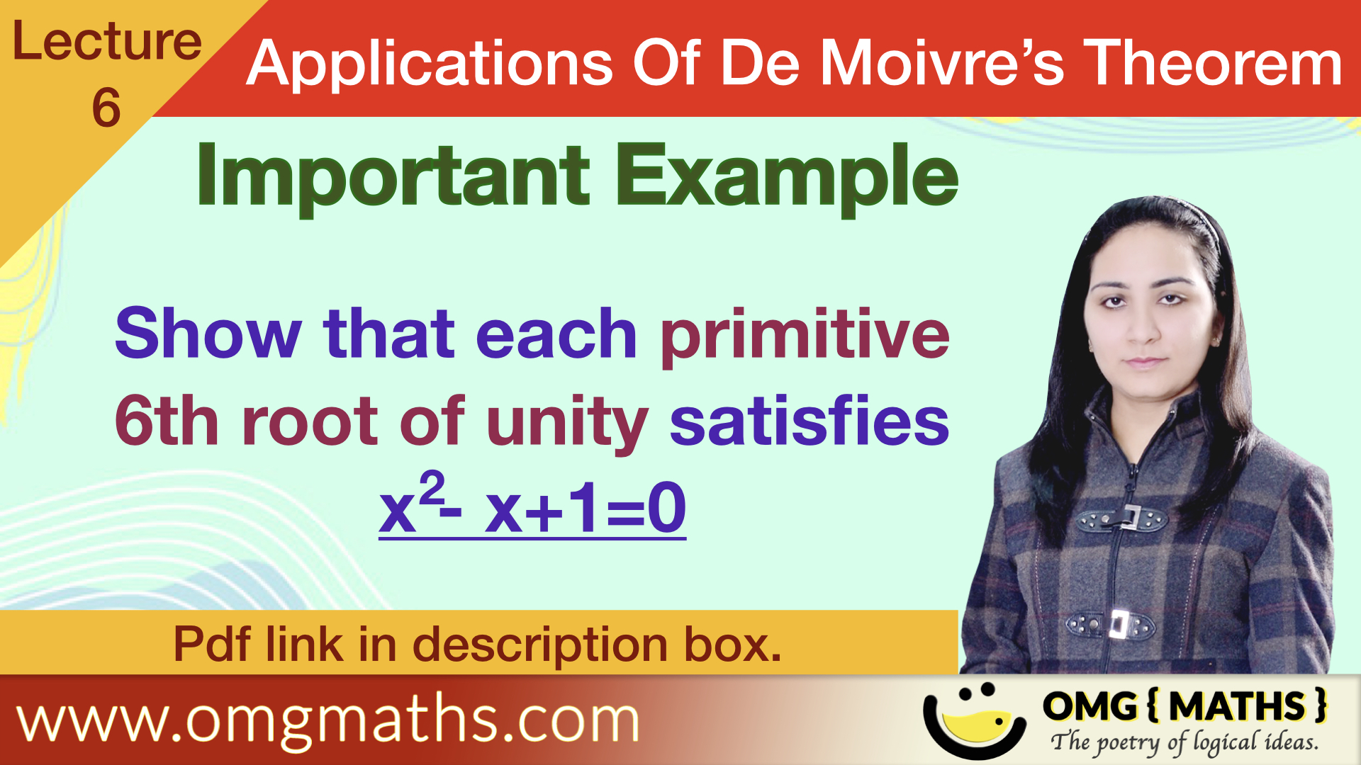 Primitive Roots Of Unity | Example 2 | Applications of De-Moivre’s Theorem | BSC