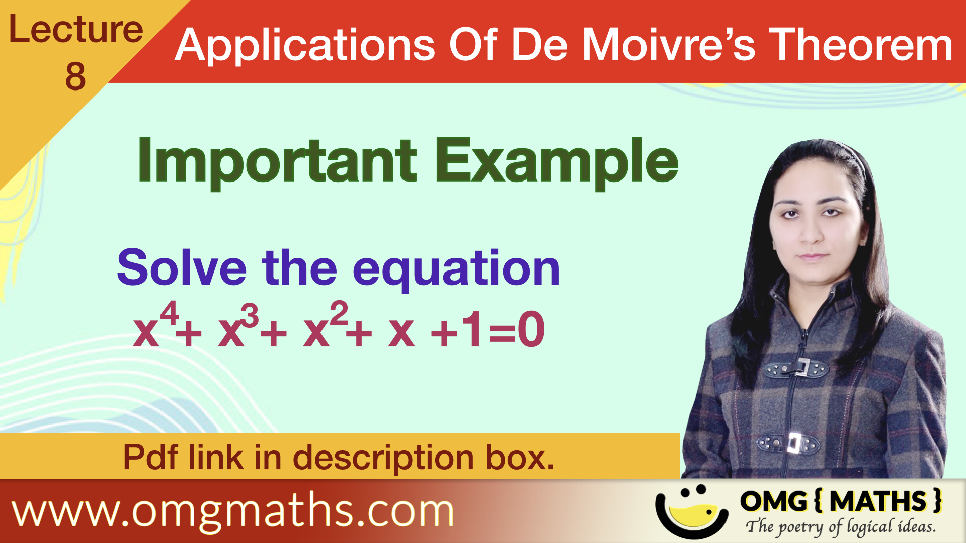 solution of equation using De-Moivre’s Theorem | solve x^4+x^3+x^2+x+1=0 | Applications of De-Moivre’s Theorem | BSC