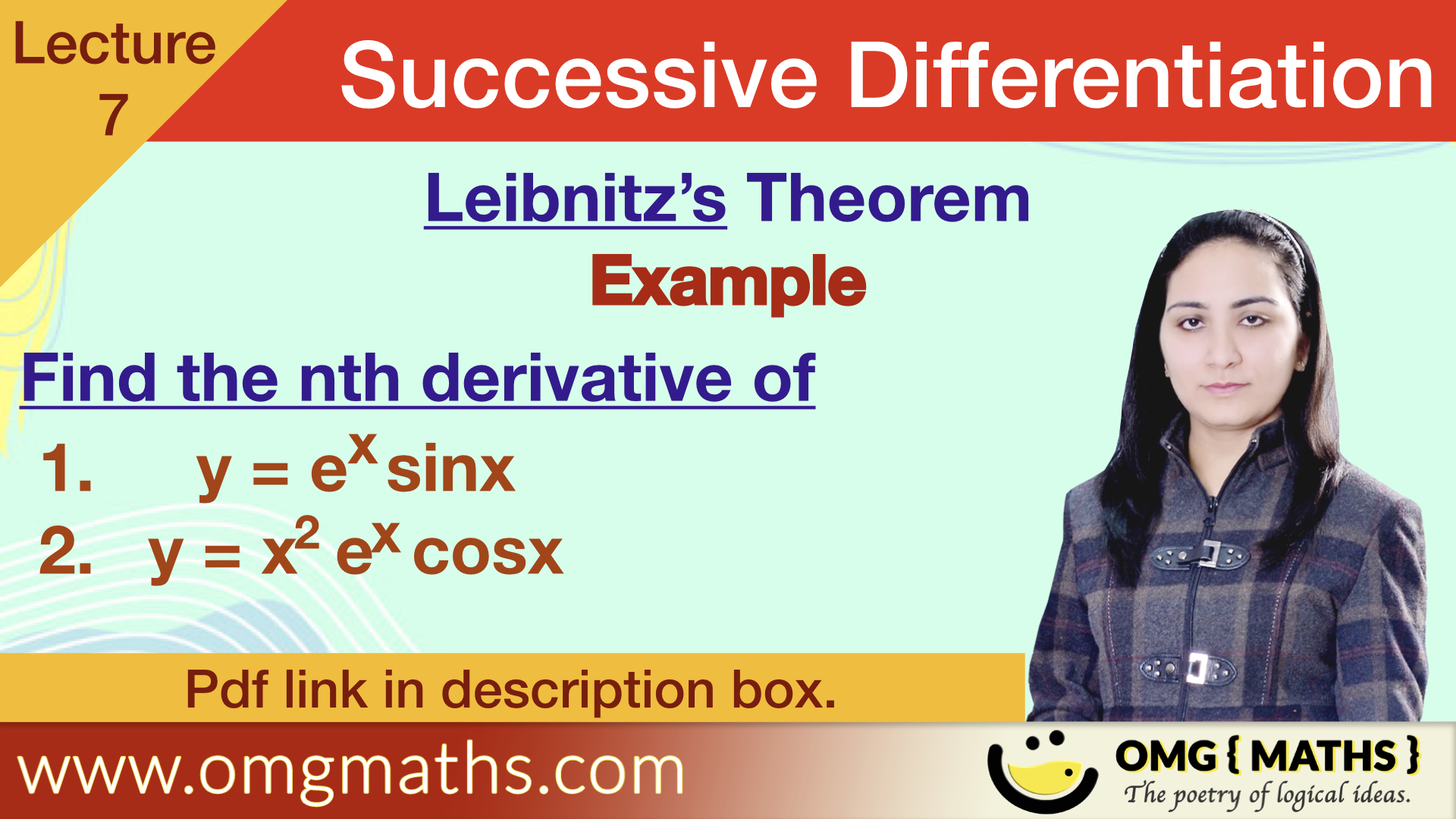 Leibnitz’s Theorem | Example | #1 | Successive Differentiation | For product functions | nth derivative | Bsc | PDF