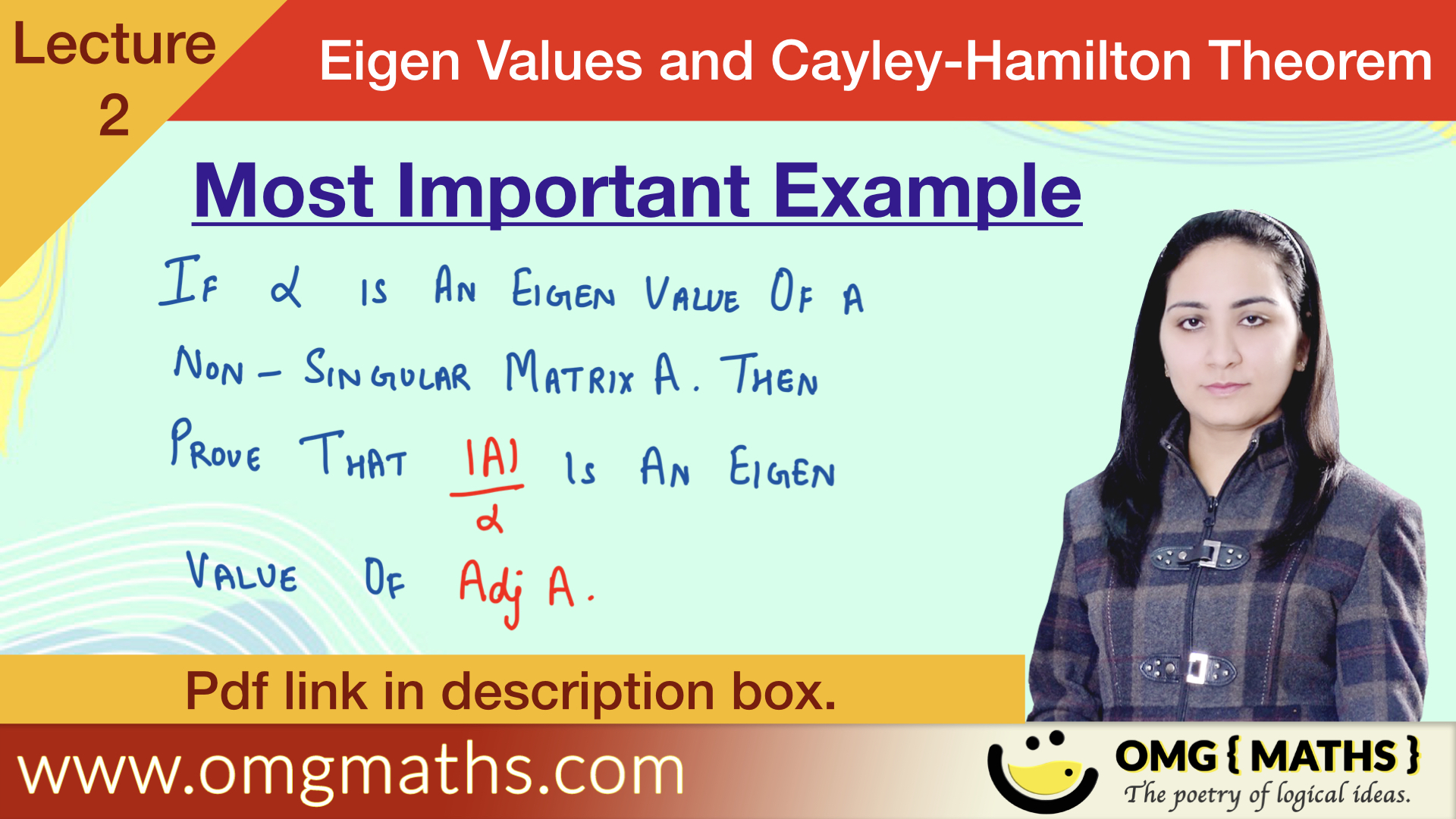 Eigen value of Adj A | Eigen Values and Cayley Hamilton Theorem | Bsc