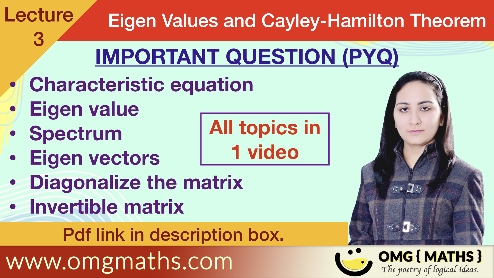 Eigen Values And Eigen Vectors | Diagonalization of Matrix | Invertible Matrix | Bsc