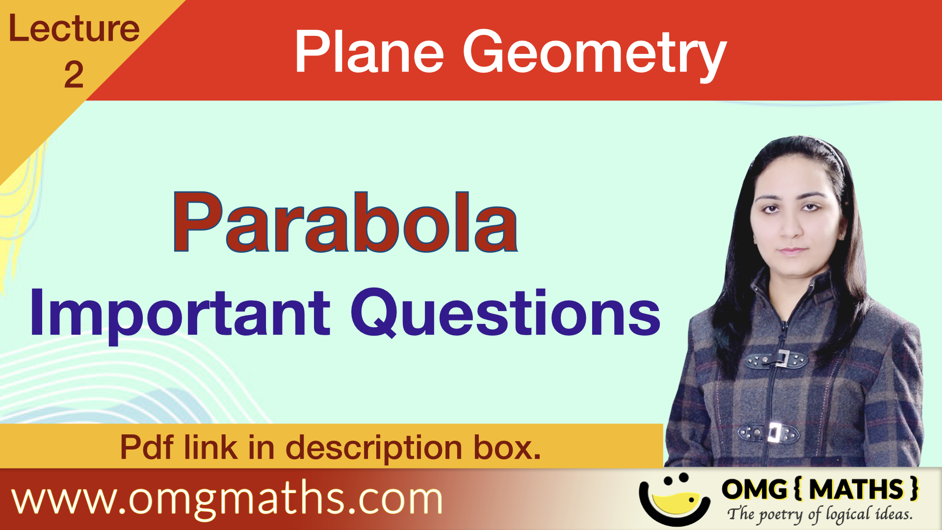 Parabola | Plane Geometry | Bsc sem 1 | Important Questions | PYQ | Pdf