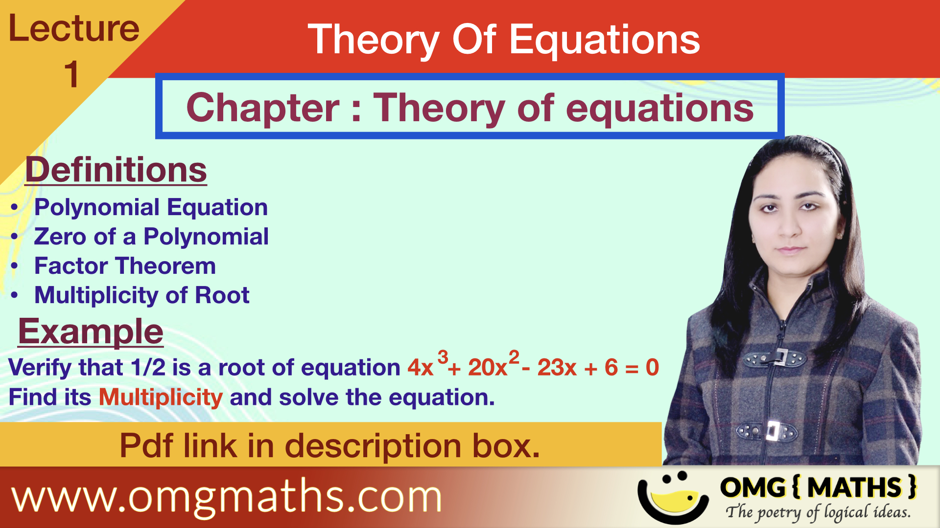 Polynomial Equation | Roots of Polynomial | Multiplicity of polynomial | Theory of equations  | bsc