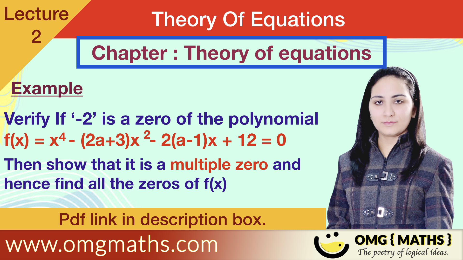 Roots Of Polynomial | Multiplicity of polynomial | Theory of equations  | Example | bsc