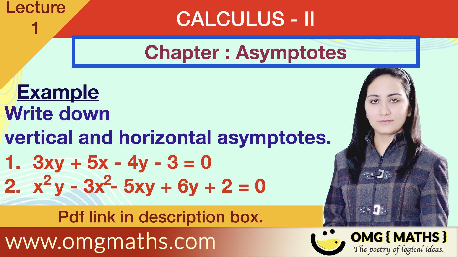 Parallel asymptotes | Rectangular Asymptotes | Asymptotes | Examples | Calculus 2 | Bsc