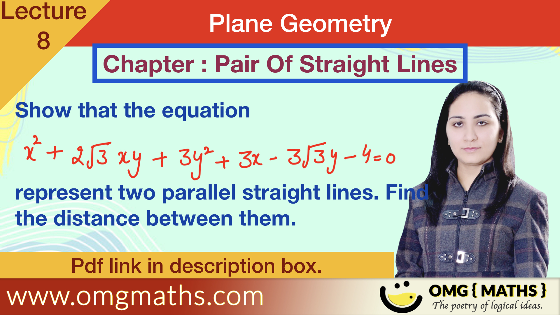 Pair Of Straight Lines | Example | Plane Geometry | Bsc