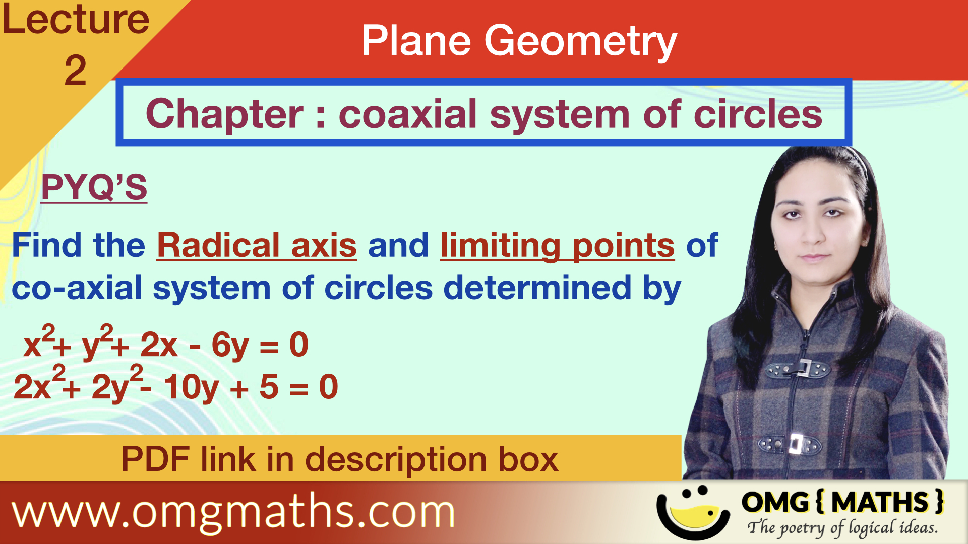 Coaxial system of circles| pyq 1 | Plane Geometry | bsc maths