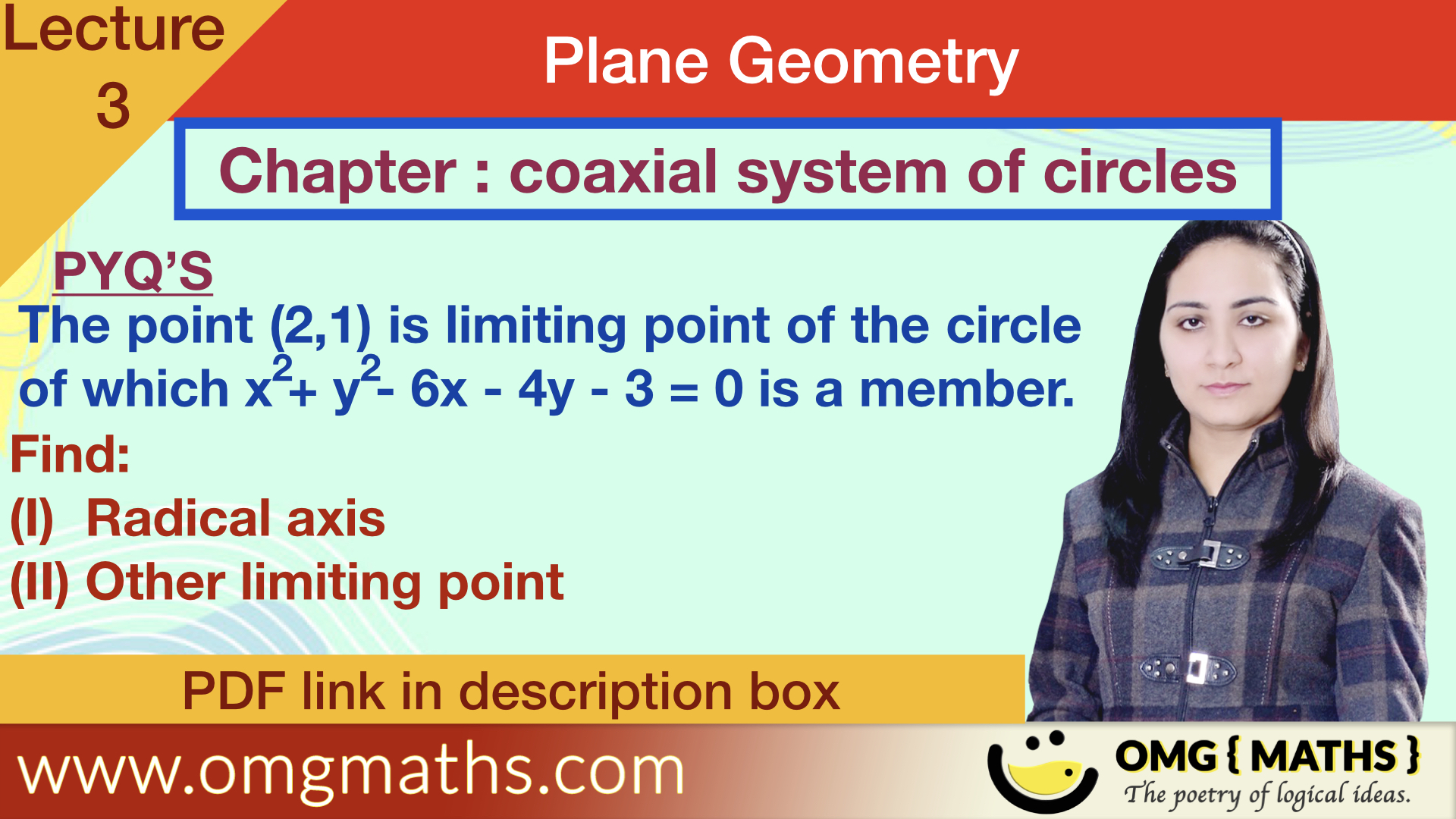 Coaxial system of circles| pyq 2 | Plane Geometry | bsc maths