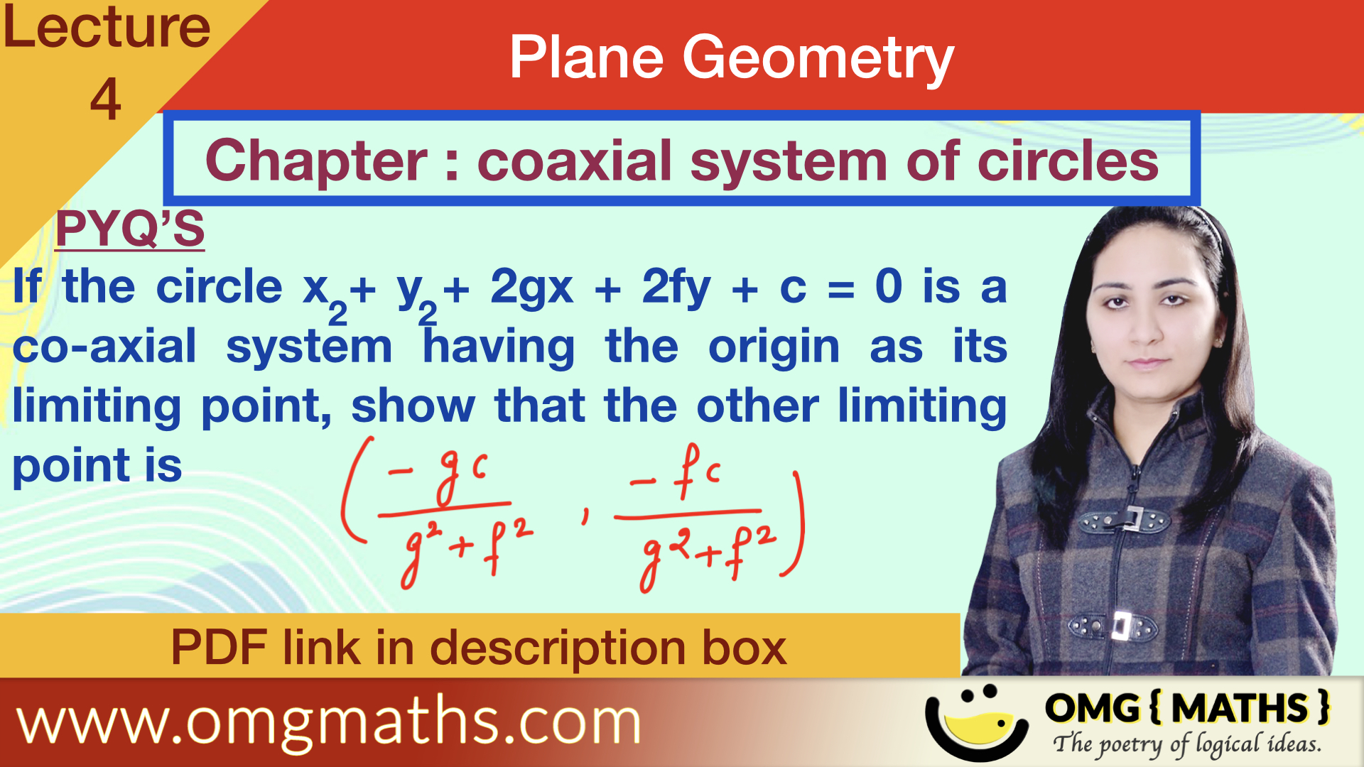 Coaxial system of circles| pyq 3 | Plane Geometry | bsc maths