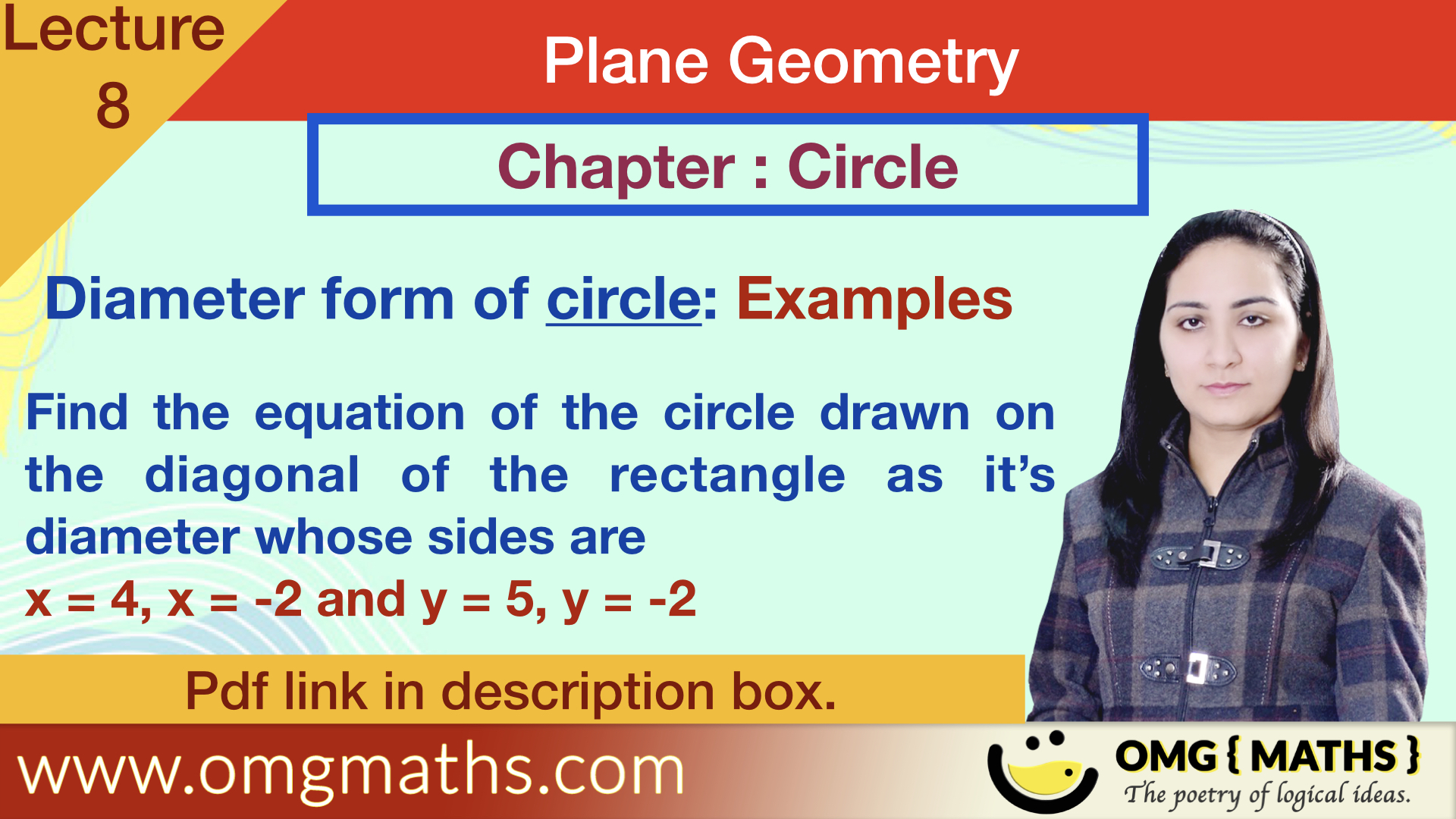 Diameter form of Circle | Examples | Plane Geometry | bsc maths