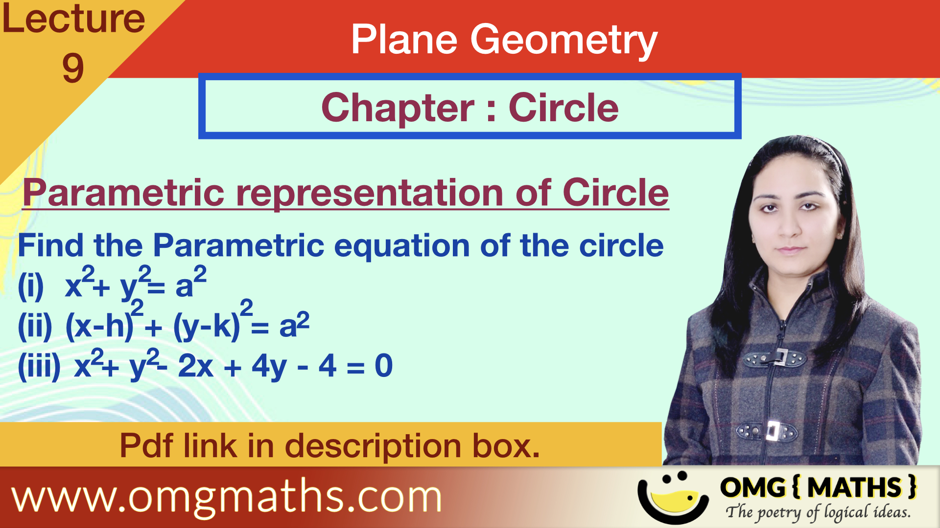 Parametric equation of Circle | Examples | Plane Geometry | bsc maths