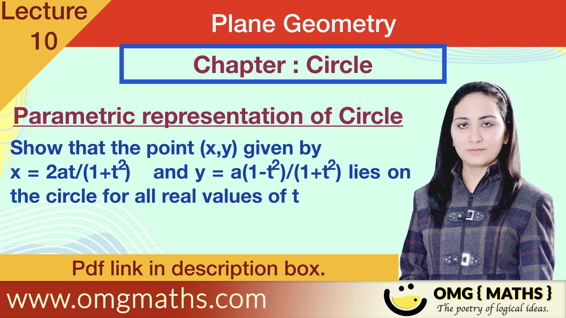 Parametric equation of Circle | Examples | Plane Geometry | bsc maths