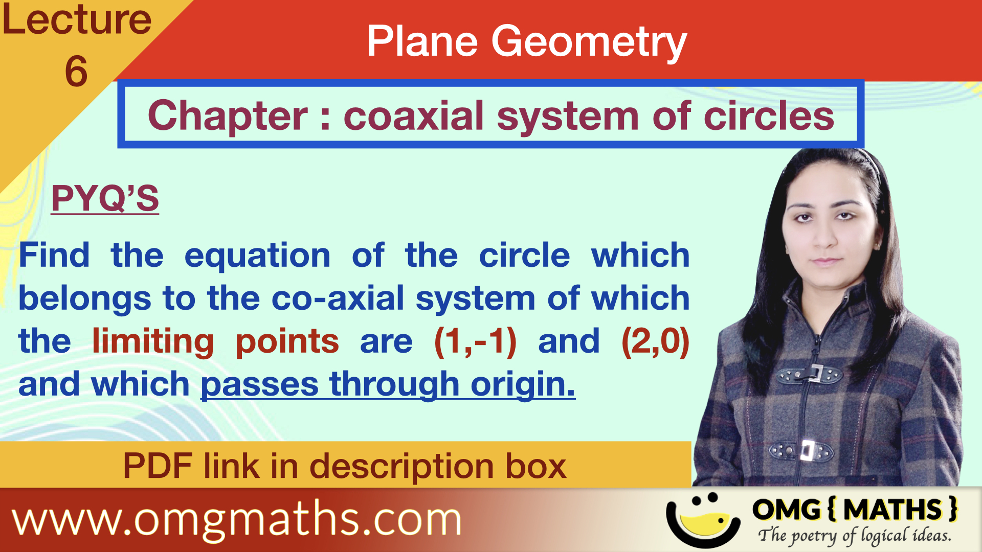 Coaxial system of circles| pyq 5 | Plane Geometry | bsc maths