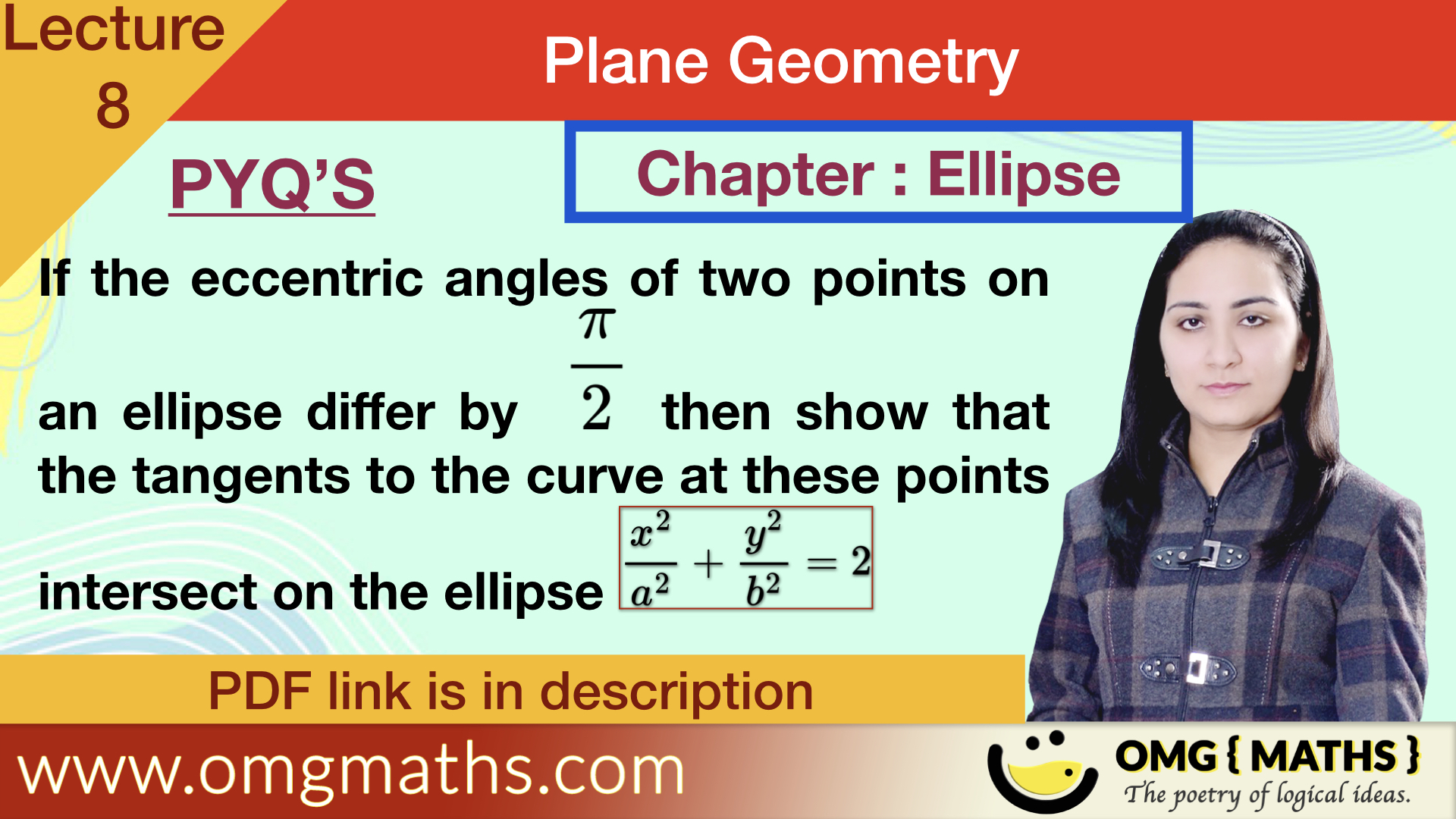 Ellipse | pyq 6 | Plane Geometry | bsc maths