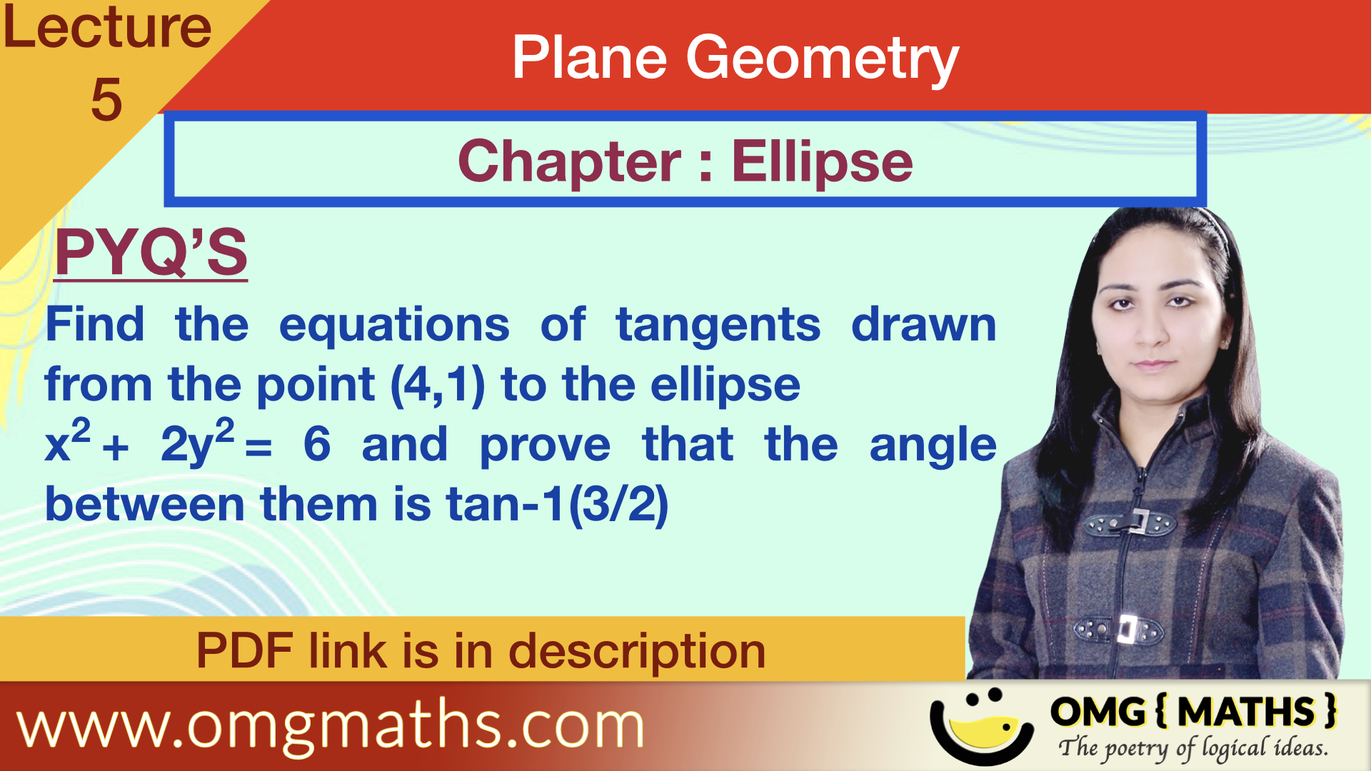 Ellipse | pyq 3 | Plane Geometry | bsc maths