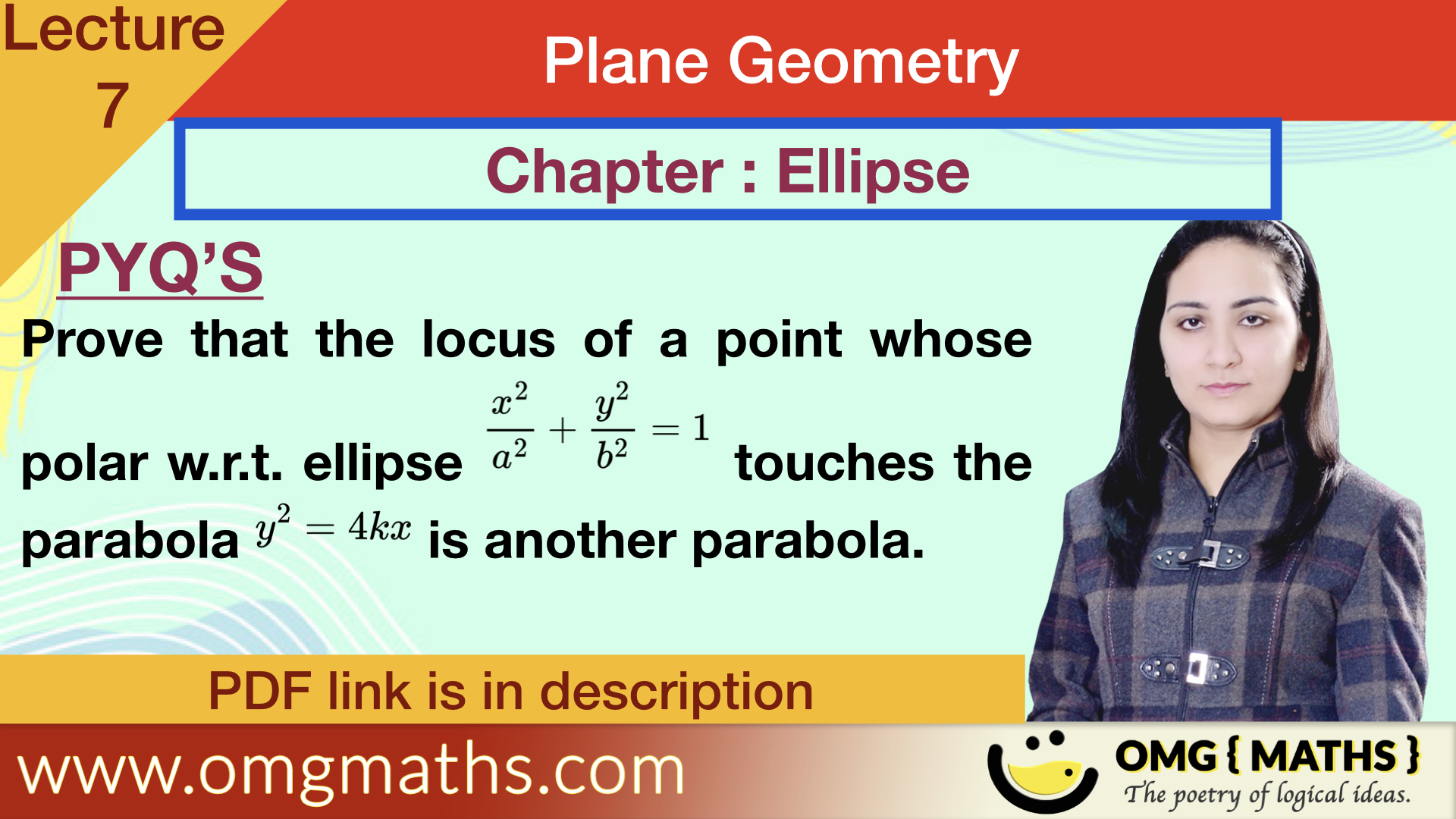 Ellipse | pyq 5 | Plane Geometry | bsc maths