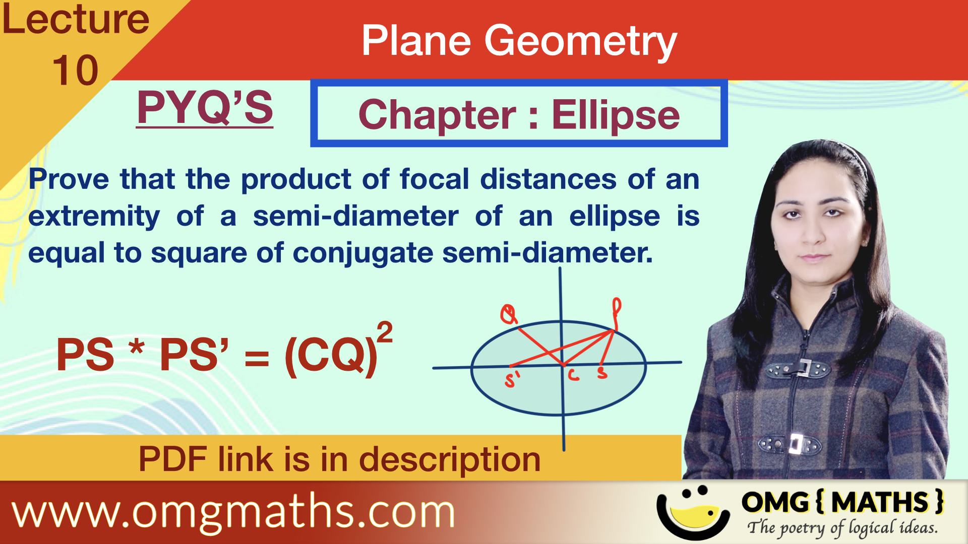 Ellipse | pyq 8 | Plane Geometry | bsc maths